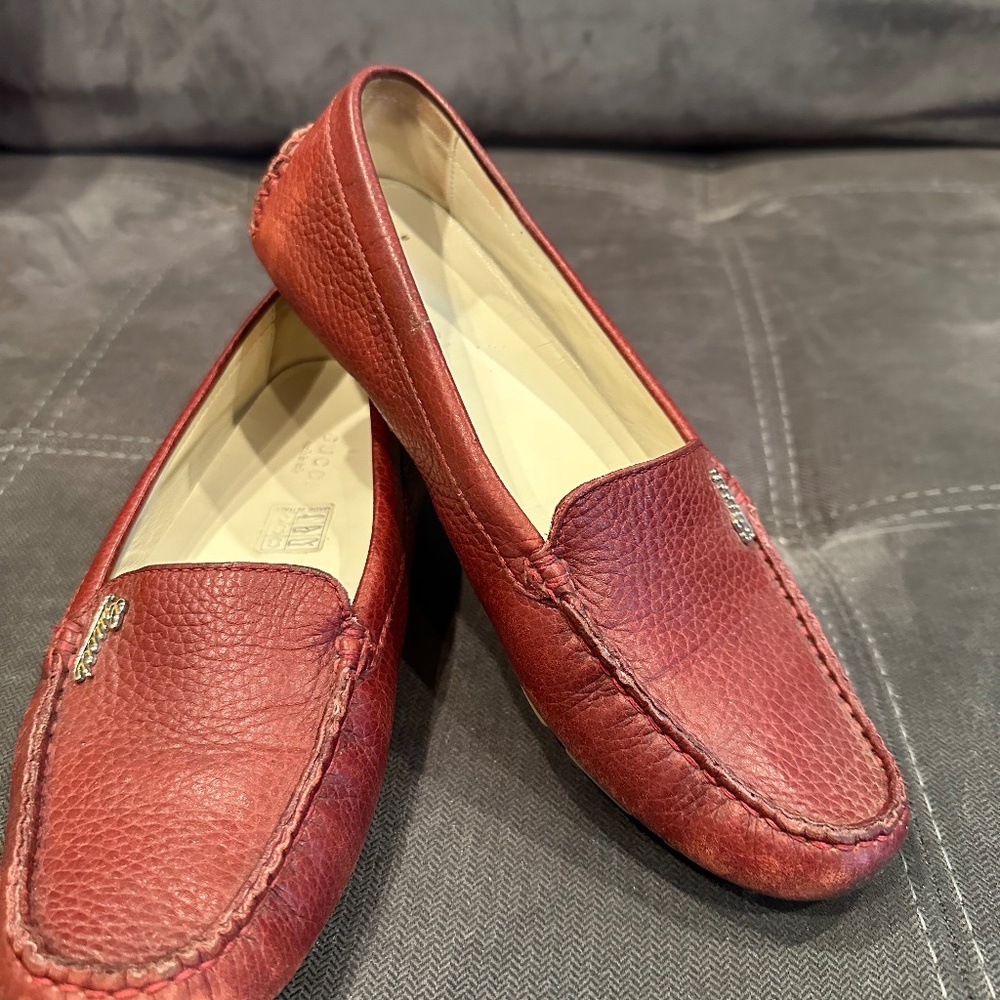 Gucci Red Leather Driving Moccasins
